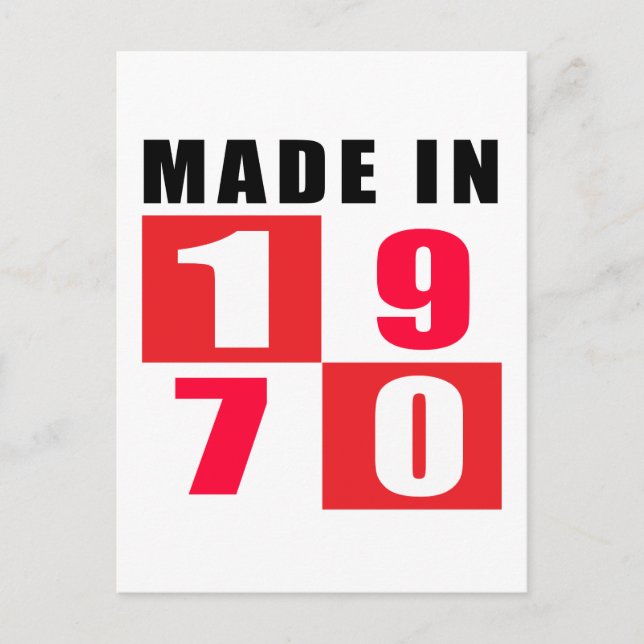Made In 1970 Birthday Designs Postcard (Front)