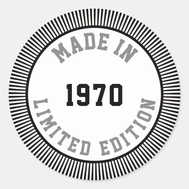 Made in 1970 classic round sticker (Front)