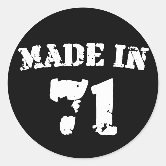 Made In 1971 Classic Round Sticker (Front)
