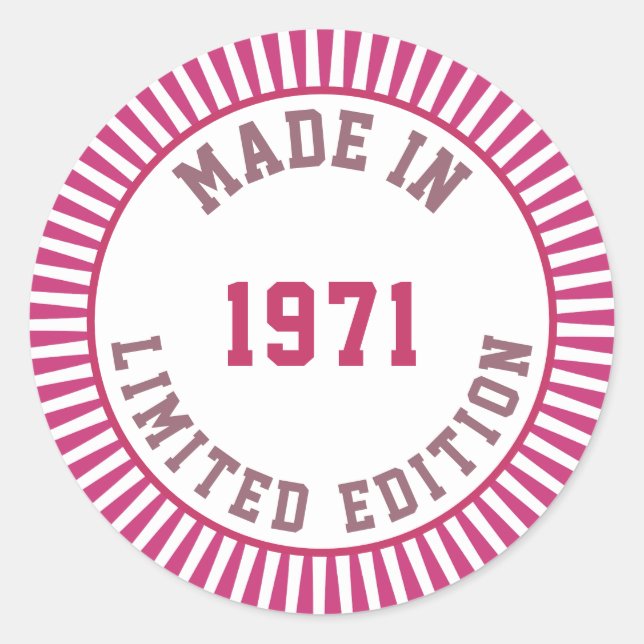 Made in 1971 classic round sticker (Front)