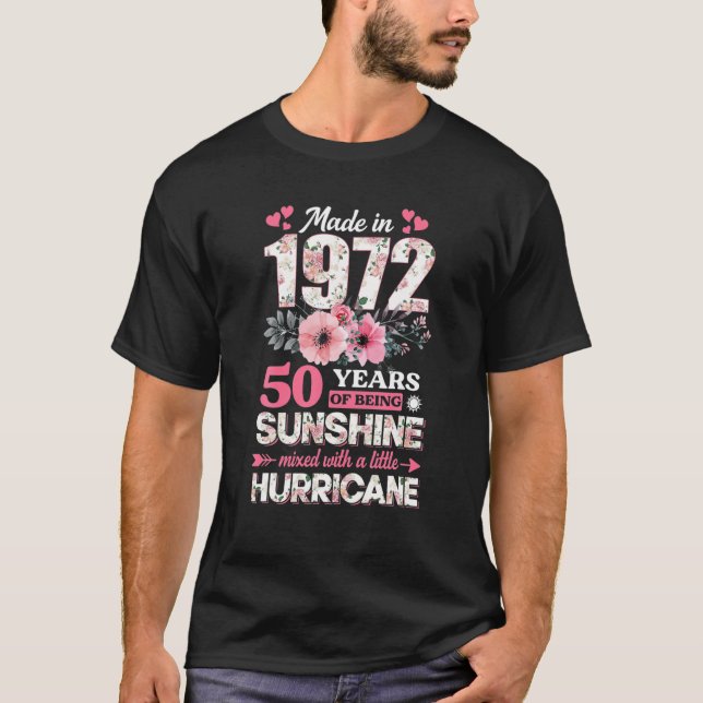 Made In 1972 50 Years Of Being Awesome 50Th Bday W T-Shirt (Front)