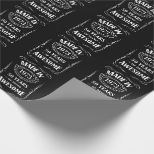 Made in 1973 50 years of being awesome 2023 bday wrapping paper