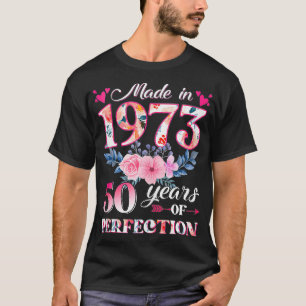Made In 1973 Floral 50 Years Old 50th Birthday Gif T-Shirt