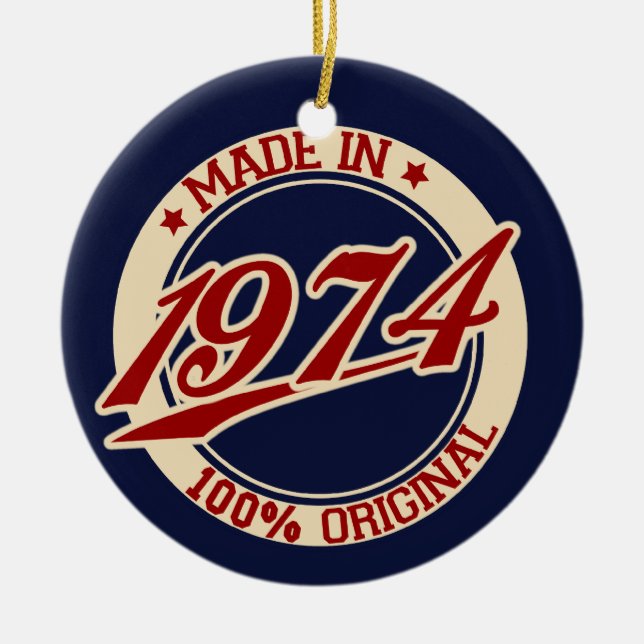 Made In 1974 Ceramic Tree Decoration (Front)