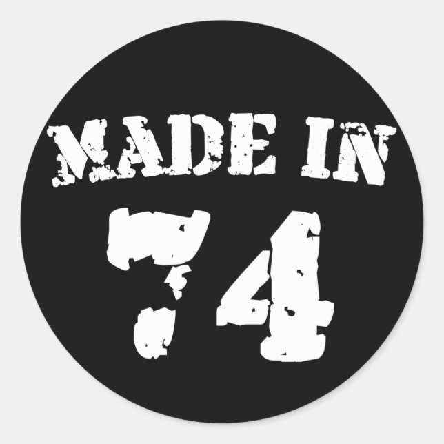 Made In 1974 Classic Round Sticker (Front)