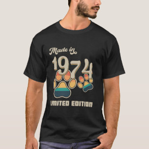 Made In 1974 Limited Edition Dog Paw Vintage 50th  T-Shirt