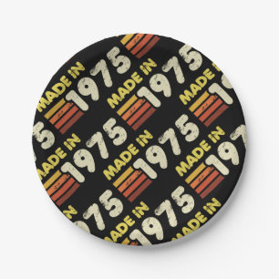 Made In 1975 50th Birthday Paper Plate