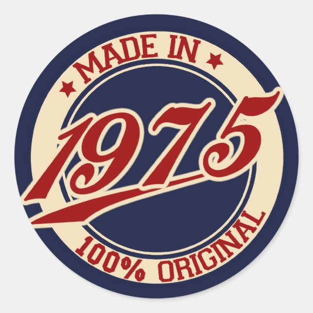Made In 1975 Classic Round Sticker (Front)