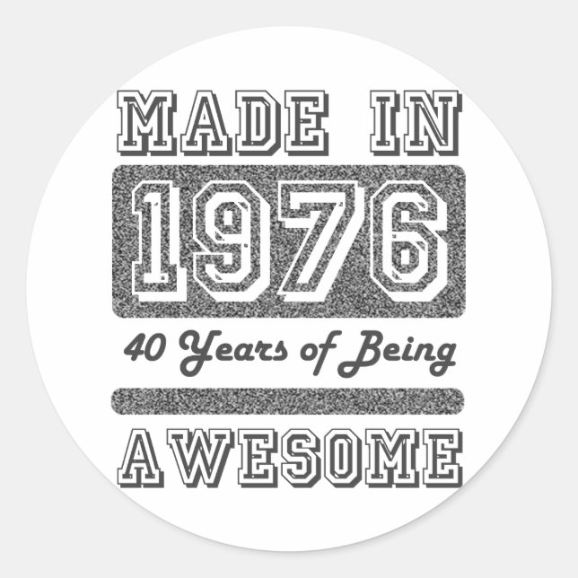 Made in 1976 classic round sticker (Front)