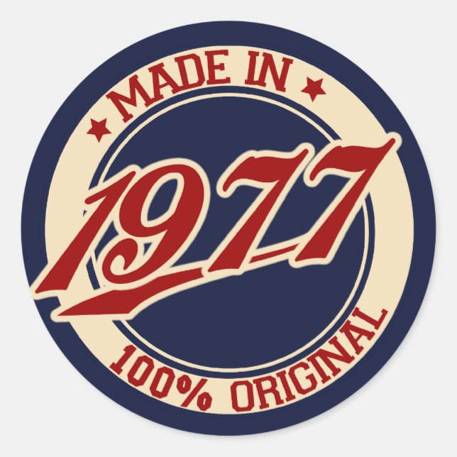 Made In 1977 Classic Round Sticker (Front)