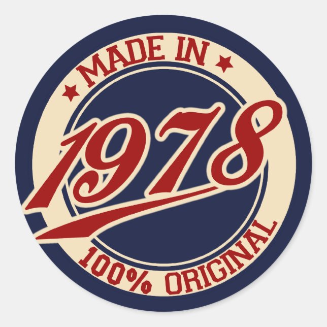 Made In 1978 Classic Round Sticker (Front)