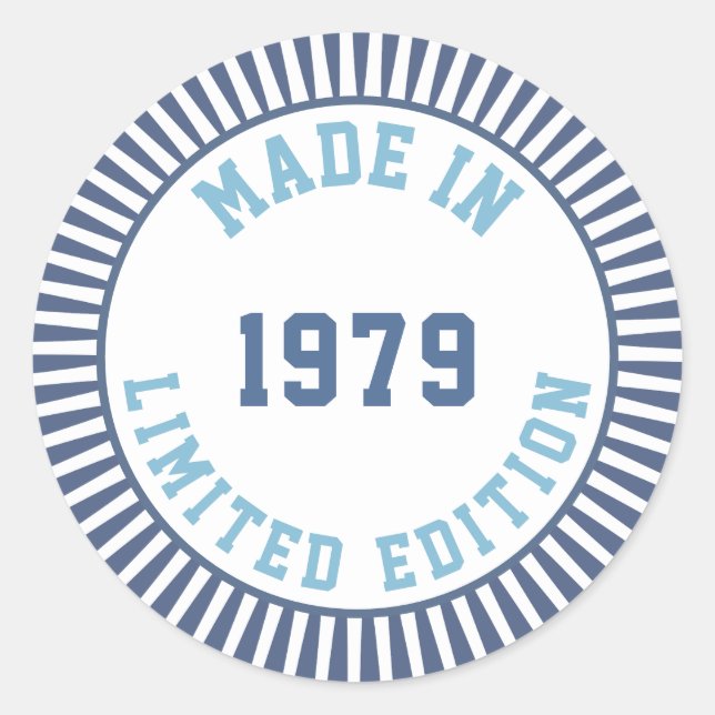 Made in 1979 classic round sticker (Front)