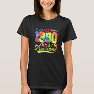 Made In 1980 And I'm Awesome Color Spectrum Birthd T-Shirt