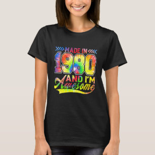 Made In 1980 And I'm Awesome Colour Spectrum Birth T-Shirt