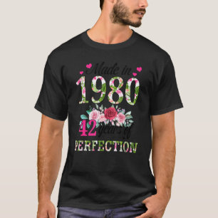 Made In 1980 Floral 42 Year Old 42nd Birthday  Wom T-Shirt