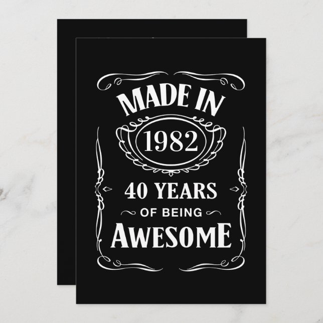 Made in 1982 40 years of being awesome 2022 bday invitation (Front/Back)