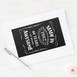 Made in 1982 40 years of being awesome 2022 bday rectangular sticker