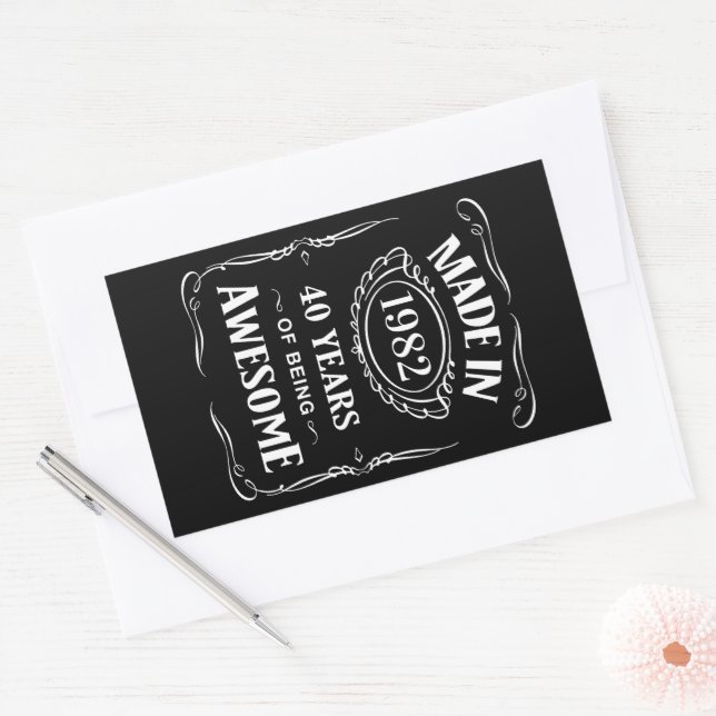 Made in 1982 40 years of being awesome 2022 bday rectangular sticker (Envelope)