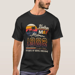 Made In 1982 May 40 Years Of Being Awesome Vintage T-Shirt