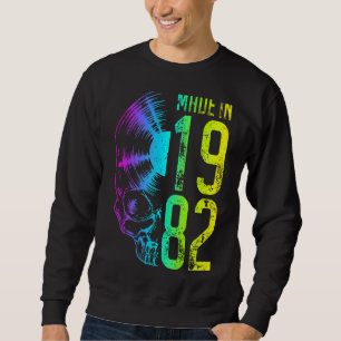 Made In 1982 Vintage Vinyl Record Gothic Skull Lp Sweatshirt