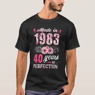 Made In 1983 Floral 40 Year Old 40th Birthday Gift T-Shirt