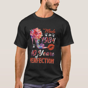 Made In 1984 Floral 40 Year Old Vintage 40th Birth T-Shirt