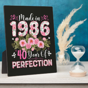 Made In 1986 40 Years Of Perfection Floral Plaque