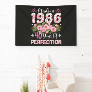 Made In 1986 Floral 40th Birthday Women Floral Banner