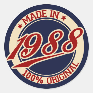 Made In 1988 Classic Round Sticker