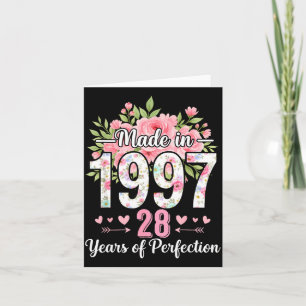 Made In 1997 Floral 28th Birthday Women 28 Years O Card