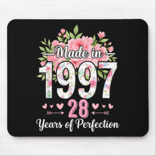 Made In 1997 Floral 28th Birthday Women 28 Years O Mouse Pad