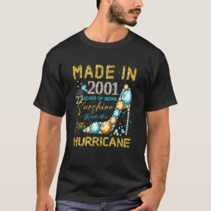 Made In 2001 Floral 22 Years Old 22nd Birthday For T-Shirt