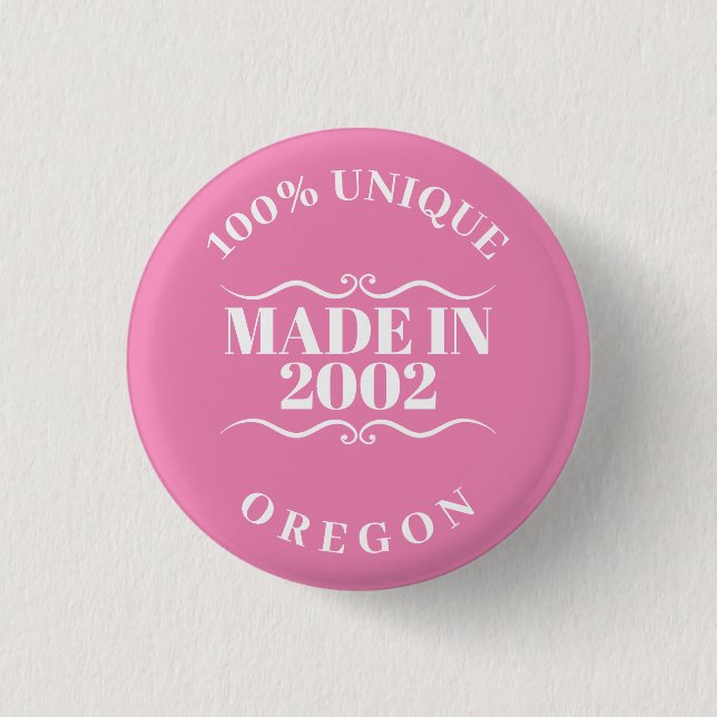 Made in 2002 3 cm round badge (Front)