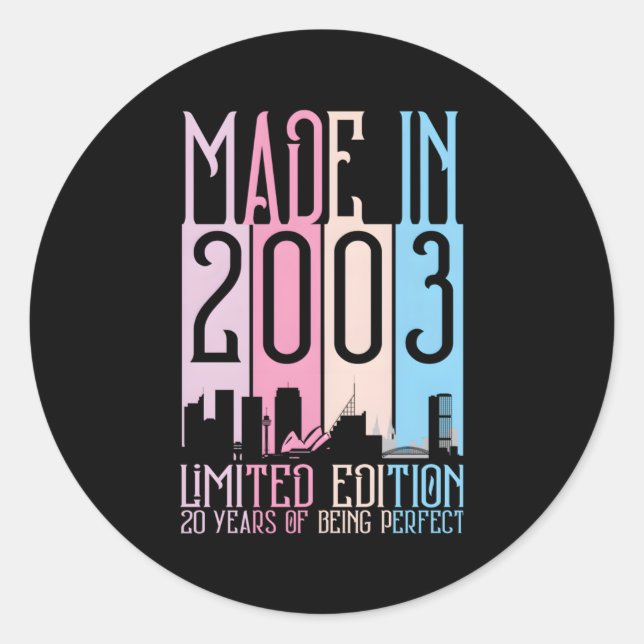 Made In 2003 20 Years Being Perfect Classic Round Sticker (Front)