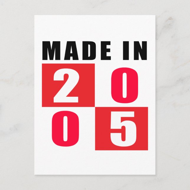 Made In 2005 Birthday Designs Postcard (Front)