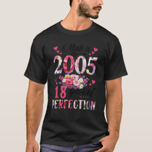 Made In 2005 Floral 18 Year Old 18th Birthday   Wo T-Shirt