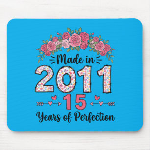 Made In 2011 Floral 15th Birthday Gifts Women 15 Mouse Pad