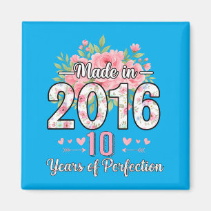Made In 2016 Floral 10th Birthday Gifts Women 10 Magnet