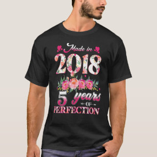 Made In 2018 Floral 5 Years Old 5th Birthday For G T-Shirt
