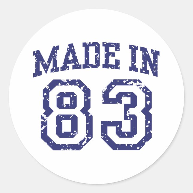 Made in 83 classic round sticker (Front)