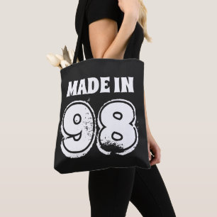 Made in '98 Typography Birthday Tote Bag