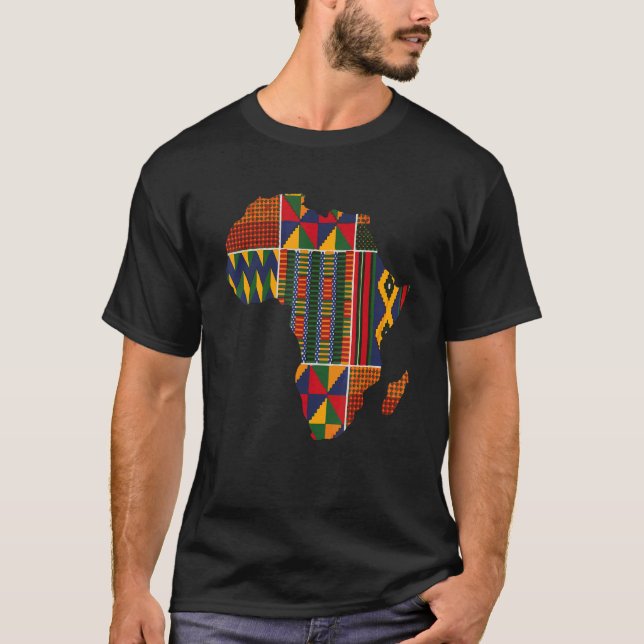 Made in Africa Map Kente Cloth West Africa T-Shirt (Front)