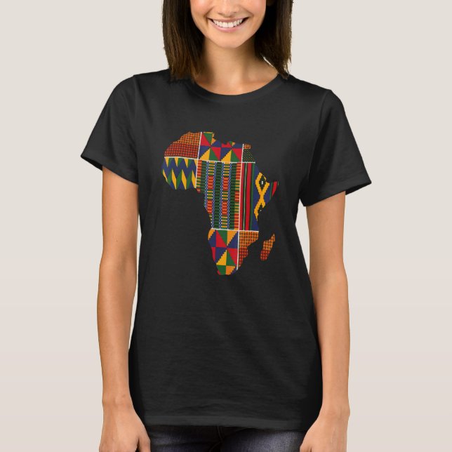 Made in Africa Map Kente Cloth West Africa T-Shirt (Front)