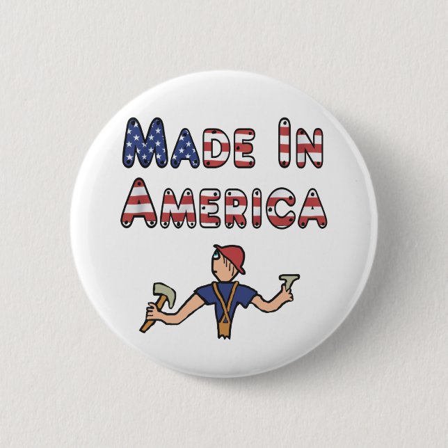 Made In America 6 Cm Round Badge (Front)