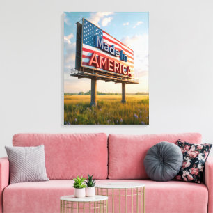 Made In America Billboard In a Country Field Canvas Print