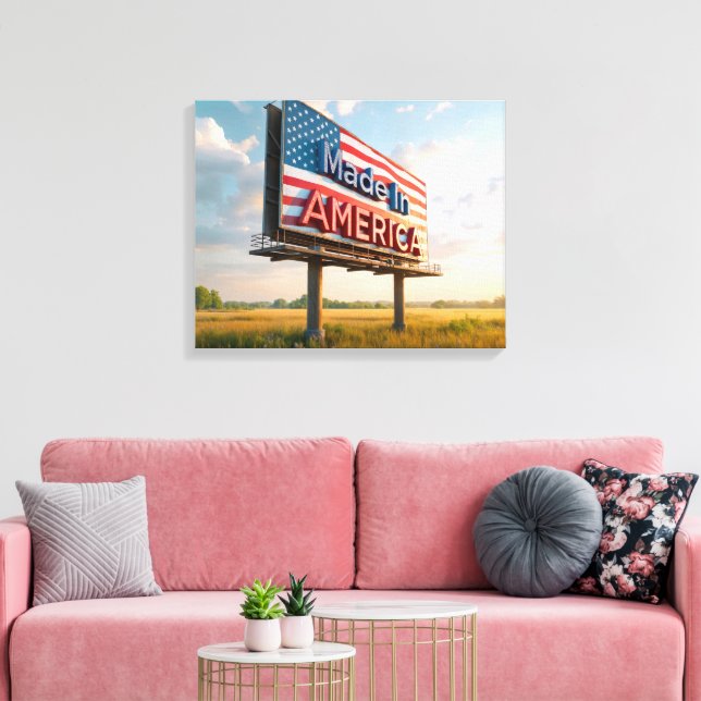 Made In America Billboard In a Country Field Canvas Print (Insitu(LivingRoom))