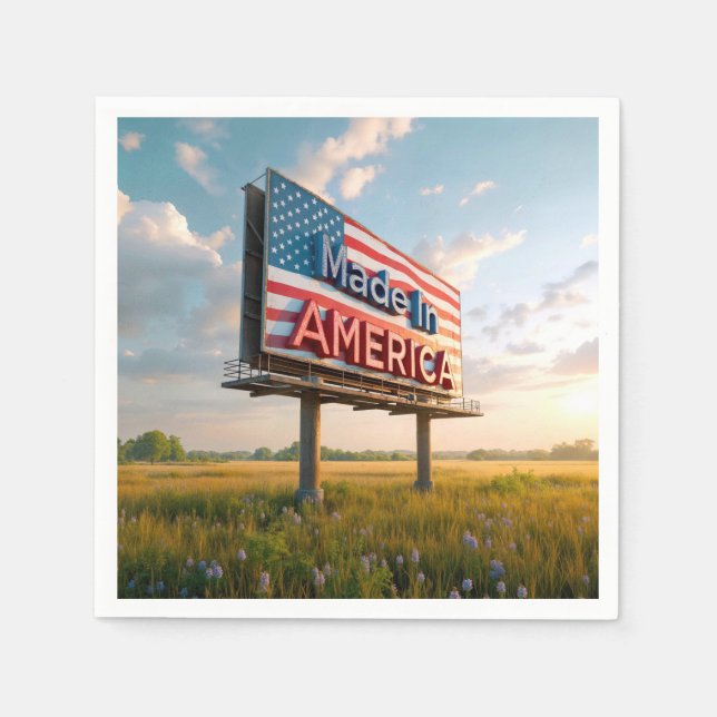 Made In America Billboard In a Country Field Napkin (Front)