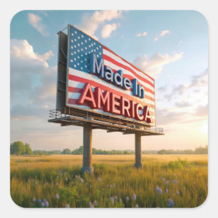 Made In America Billboard In a Country Field Square Sticker