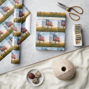 Made In America Billboard In a Country Field Wrapping Paper