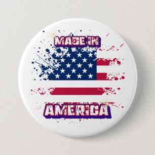 "Made in America" Paint Splatter American Flag 3" 7.5 Cm Round Badge